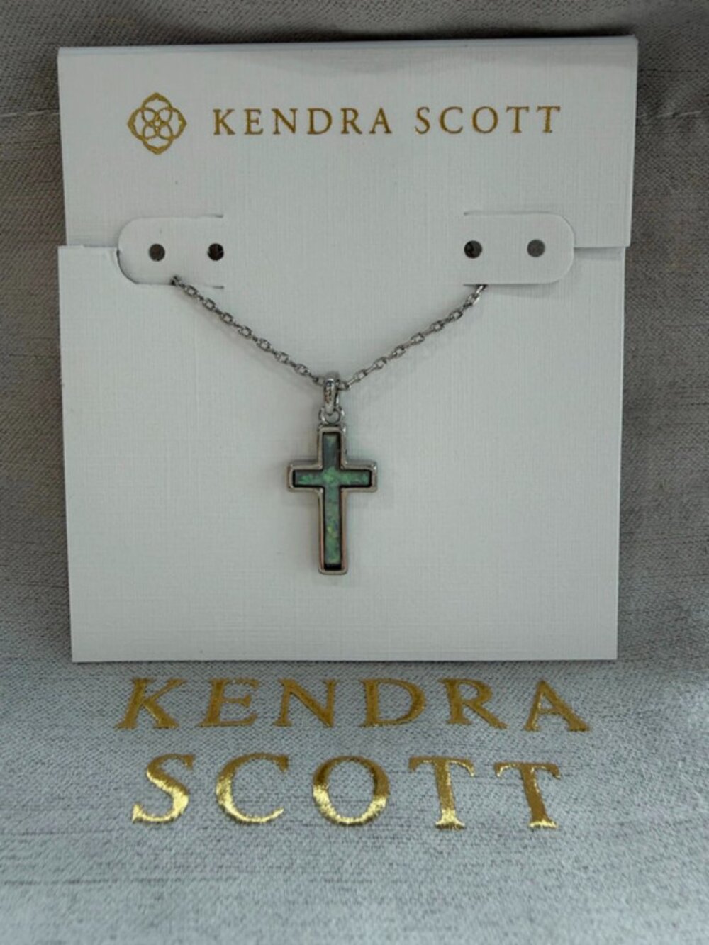 Kendra Scott Green Cross Necklace